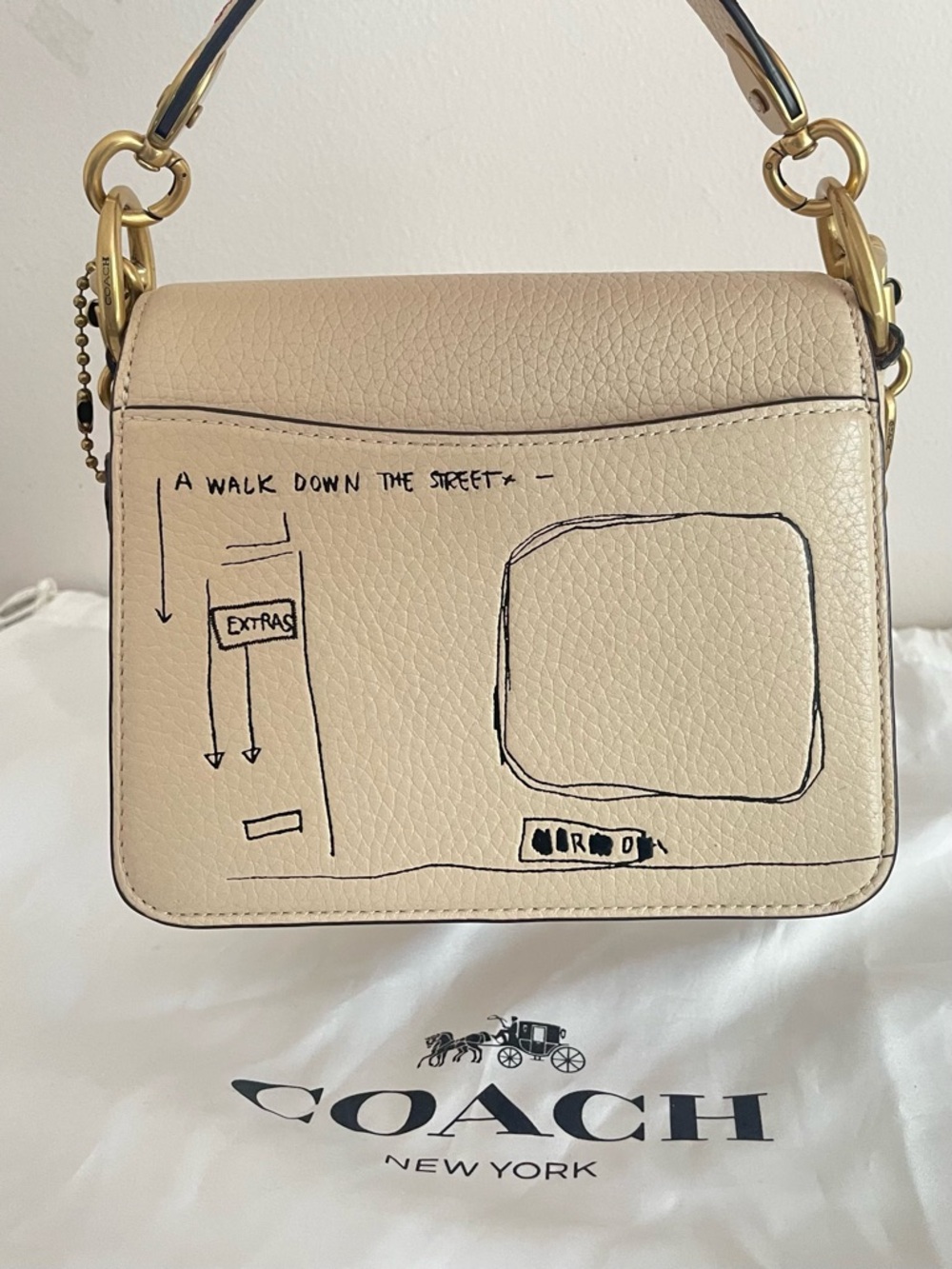RARE Coach x Jean Michel Basquiat “Famous” Graffiti Beat 18 Top Handle Chain Bag - Picture 5 of 7